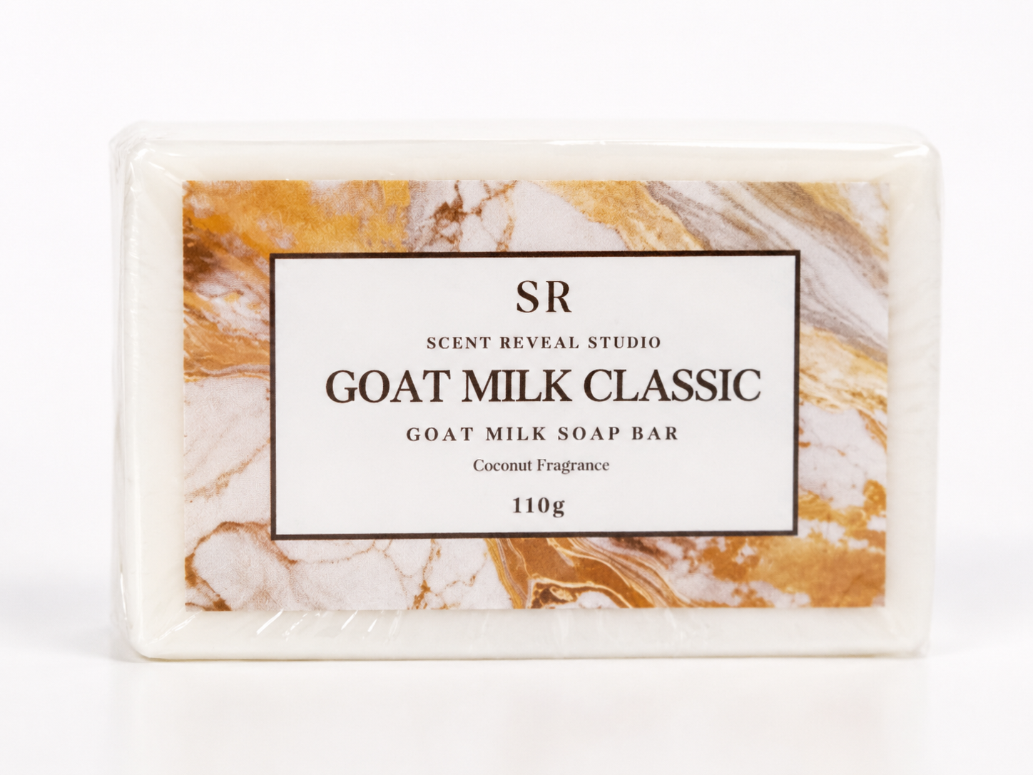 Handmade 110g goat milk soap bar with a natural coconut fragrance, producing a rich, creamy lather that gently cleanses and moisturises dry, sensitive, and everyday ski