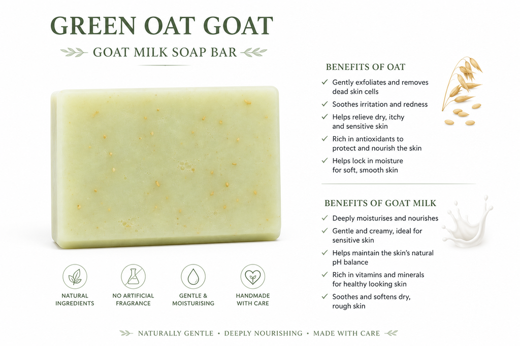 Green Goat Milk & Oat Soap  Deep Moisturising for Dry Skin