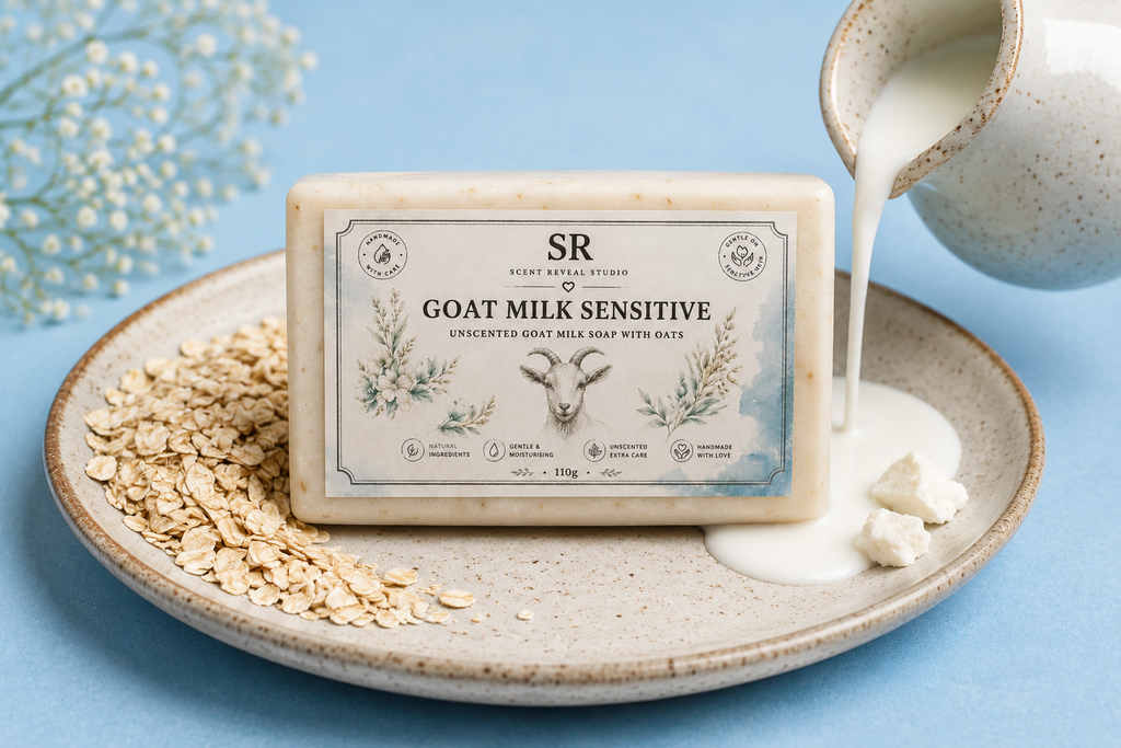 Goat Milk Sensitive Soap 110g  Unscented Goat Milk & Oat Soap for Sensitive, Dry Skin Gentle Moisturising Bar