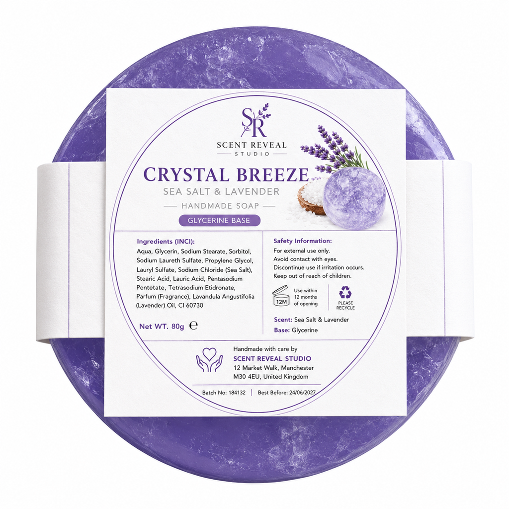 Crystal Breeze Ball Soap  Handmade Glycerin Spa Soap  Fresh Breeze