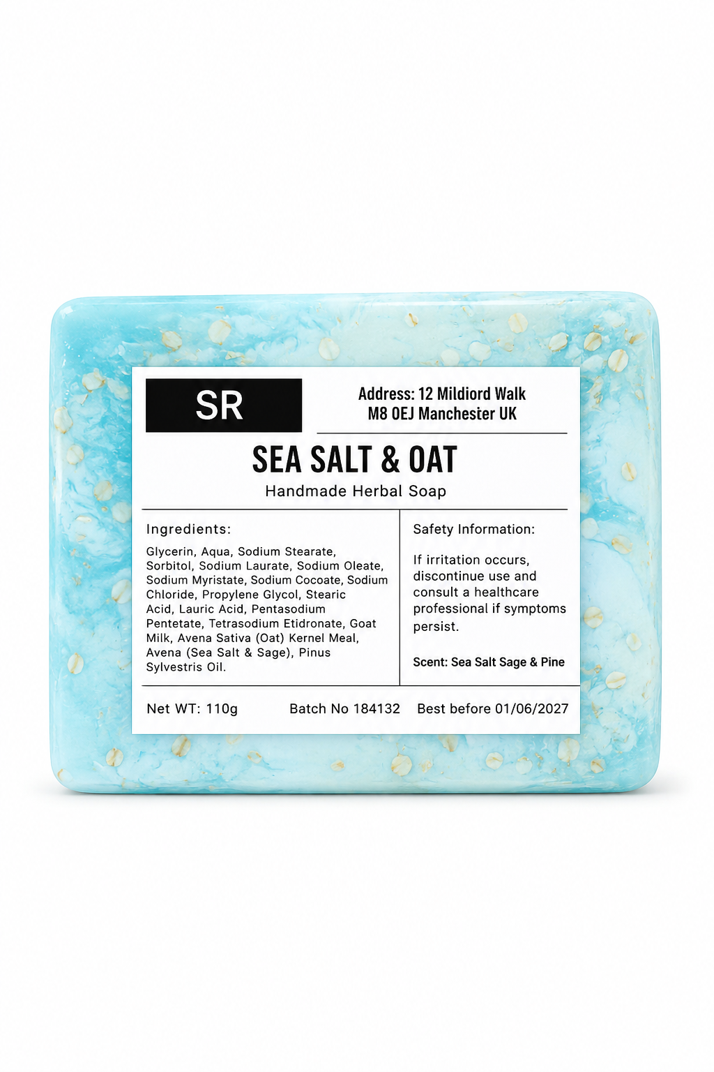 Sea Salt & Oat Goat Milk Soap  Sage Scented Glycerin Soap Handmade Soap Bar 110g Scent Reveal Studio