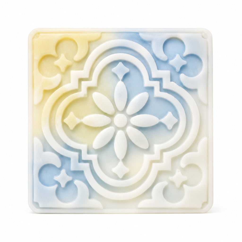 Moroccan Tile Artisan Goat Milk Soap Bar  Rosy Pine Fragrance, Moisturising Handmade Soap for Dry Skin, Rich Creamy Lather