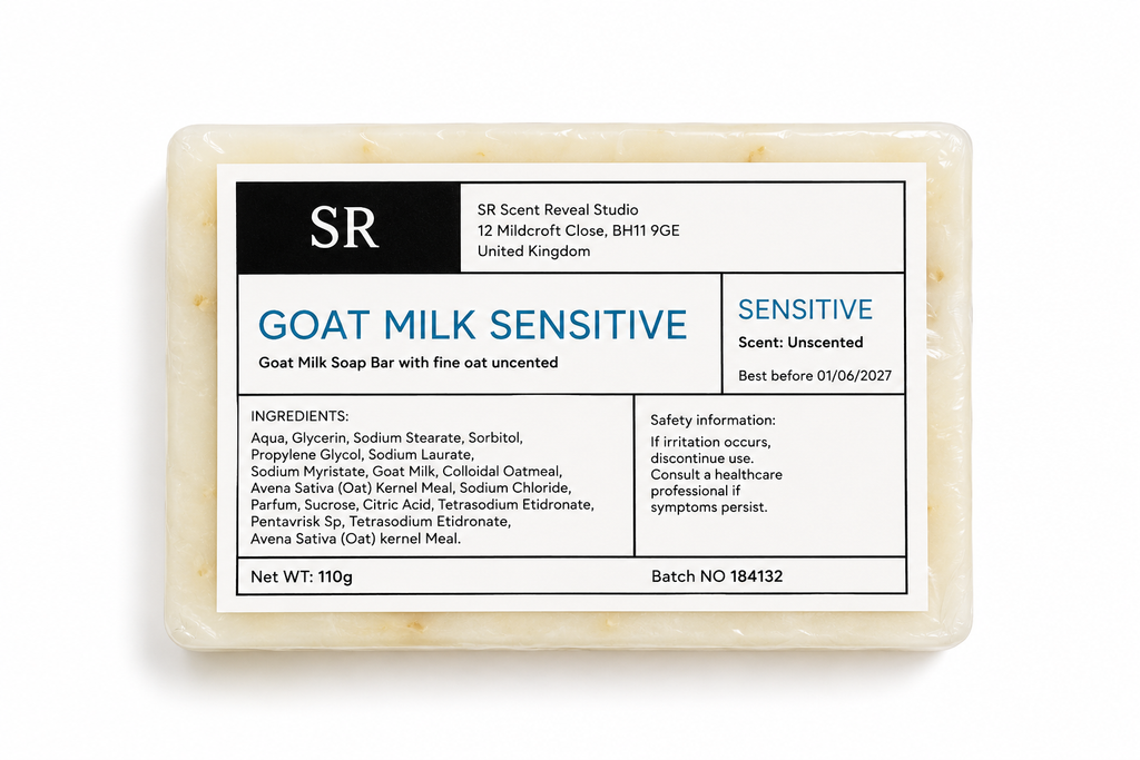 Goat Milk Sensitive Soap 110g  Unscented Goat Milk & Oat Soap for Sensitive, Dry Skin Gentle Moisturising Bar