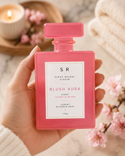 Cherry Blossom Perfume Bottle Soap Bar | Luxury Handmade Glycerin Soap | 125g