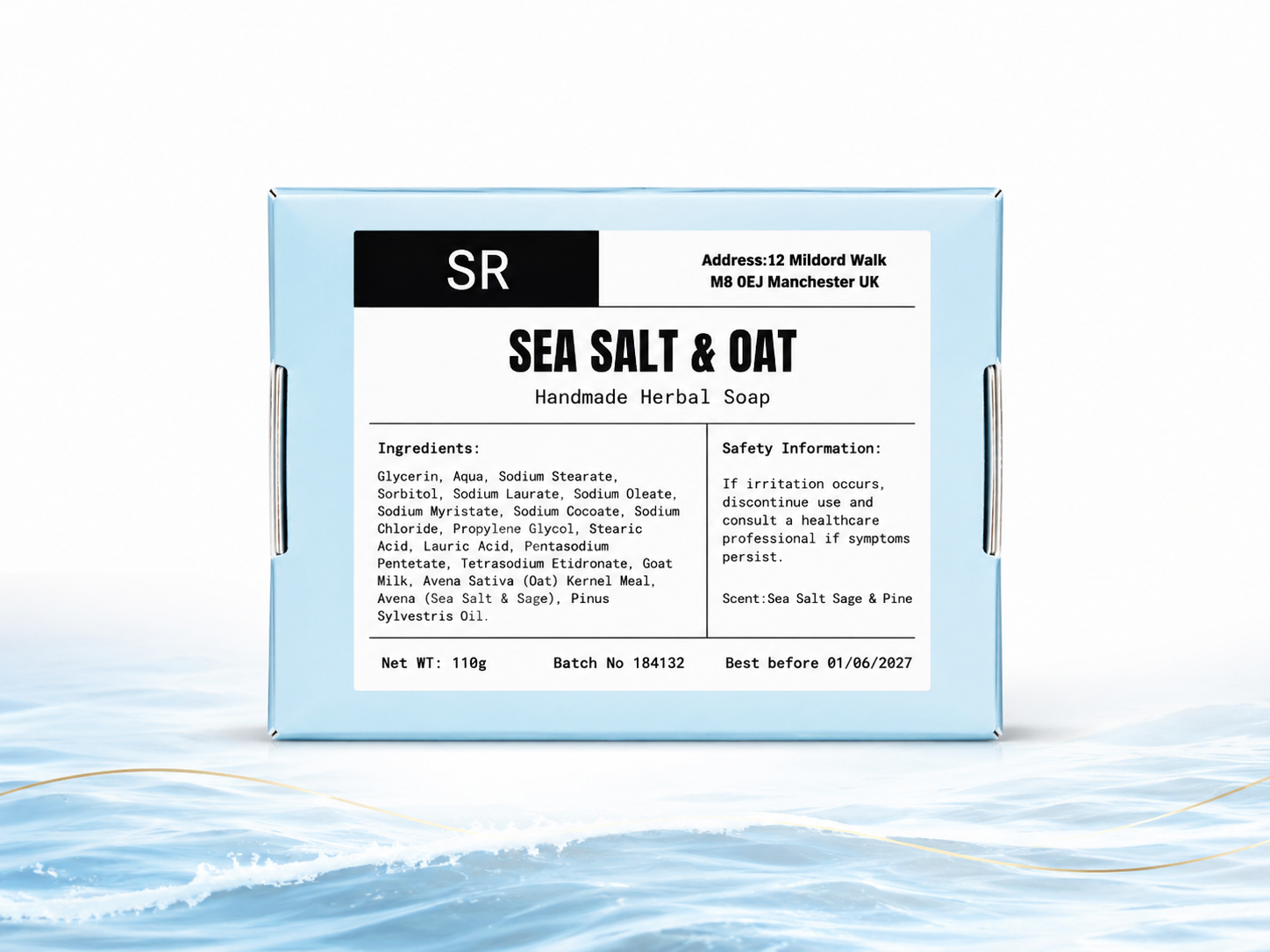 Sea Salt & Oat Goat Milk Soap  Sage Scented Glycerin Soap Handmade Soap Bar 110g Scent Reveal Studio