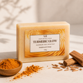 Handmade Turmeric Brightening Goat Milk Soap with Black Pepper and Sandalwood fragrance.